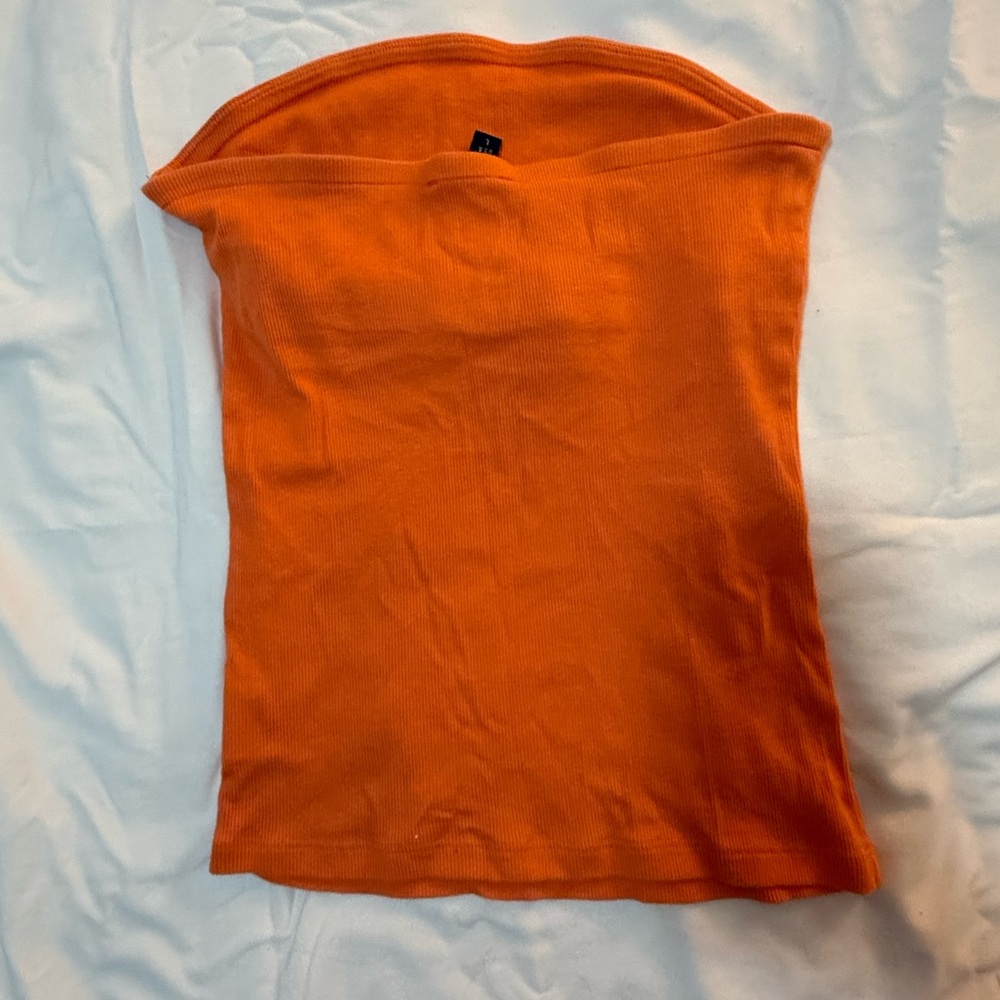 Bebe Vibrant Orange Tube Top with Metallic Logo - Picture 2 of 3